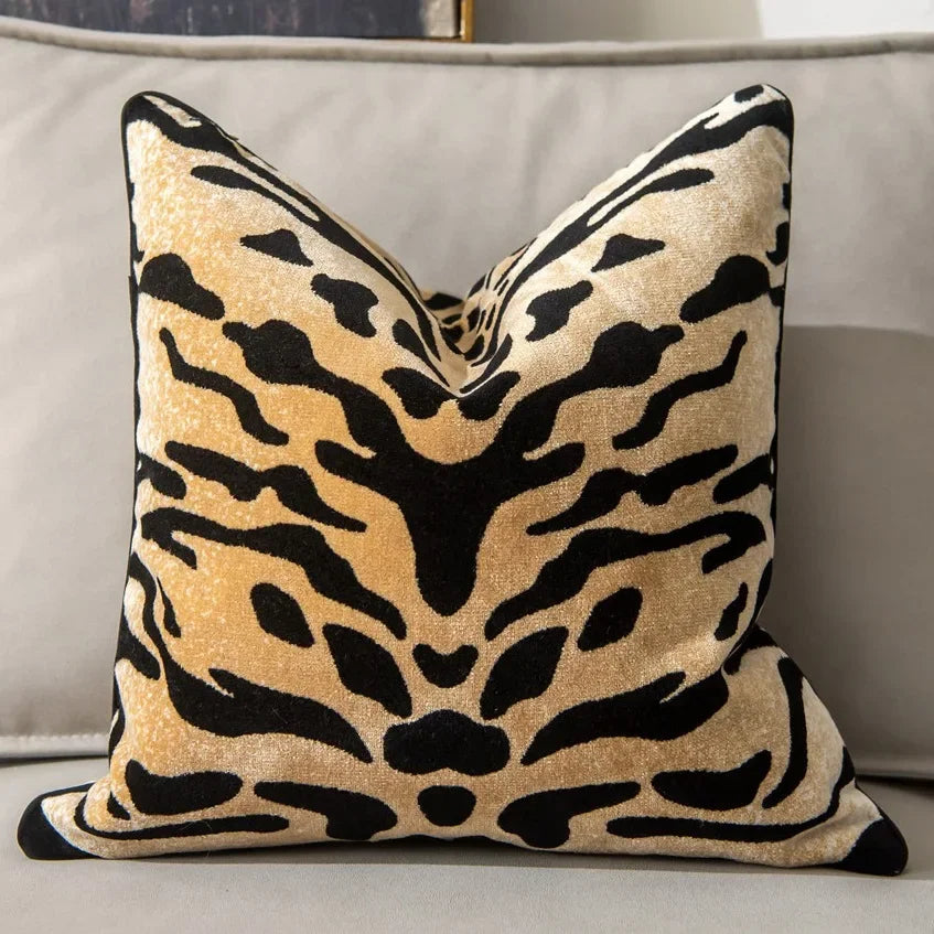 Perilune Tiger Pattern Cushion Cover Velvet Pillow Case Living Room