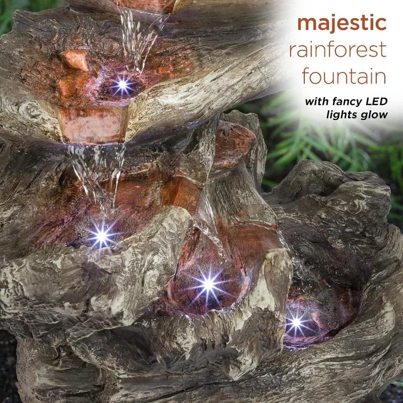 WIN1087 Indoor Outdoor Floor Waterfall Fountain With LED Lights