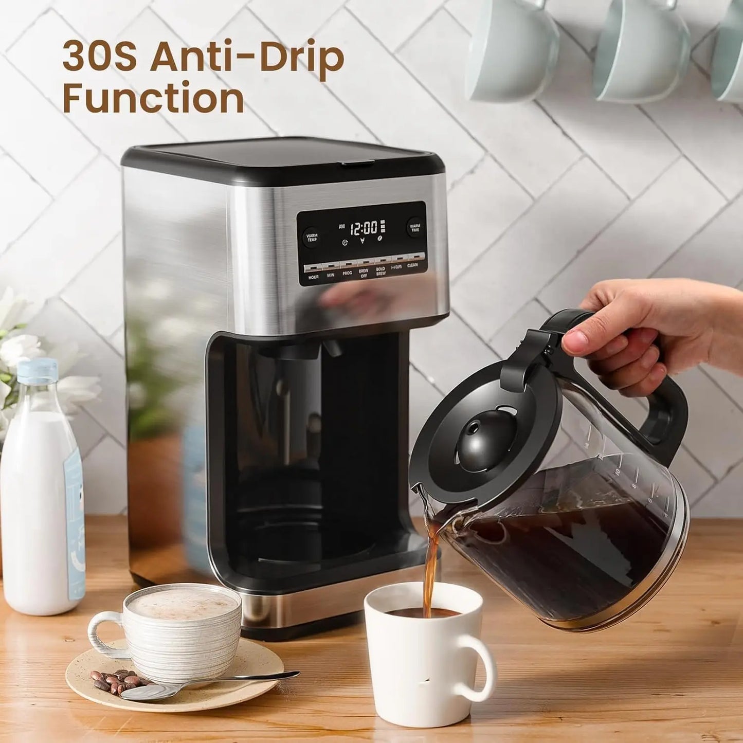 Coffee Maker, 14-Cup Programmable Drip Coffee Makers with Reusable Filter & Keep Hot Plate, Auto Pause Small Coffee Machines