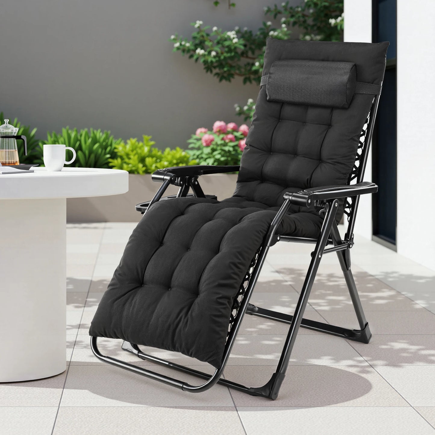 JHK Zero Gravity Folding Portable Cup Holder Recliner Outdoor Patio