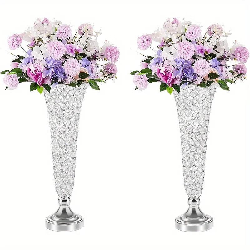 Function Two Crystal Vases Set for Elegant Centerpiece Decor