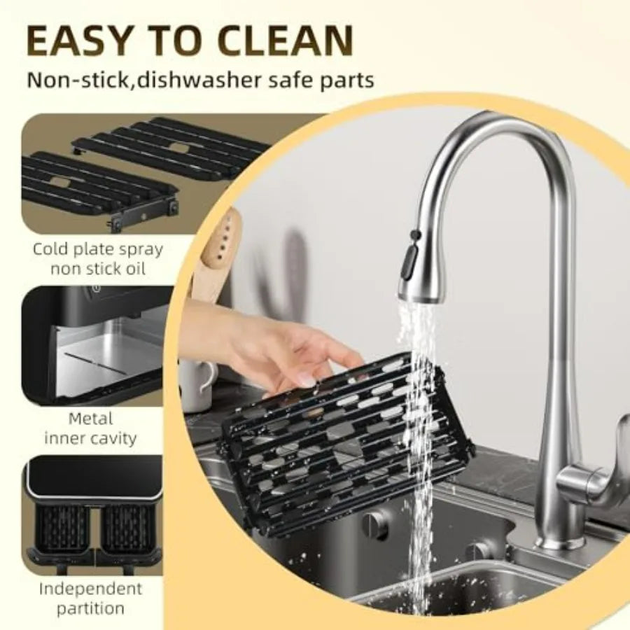 8.5QT Dual Zone 6-in-1 Air Fryer for Roast Bake Dehydrator Defrost Reheat Quick Meals Kitchen Appliance with Stainless Steel Ex