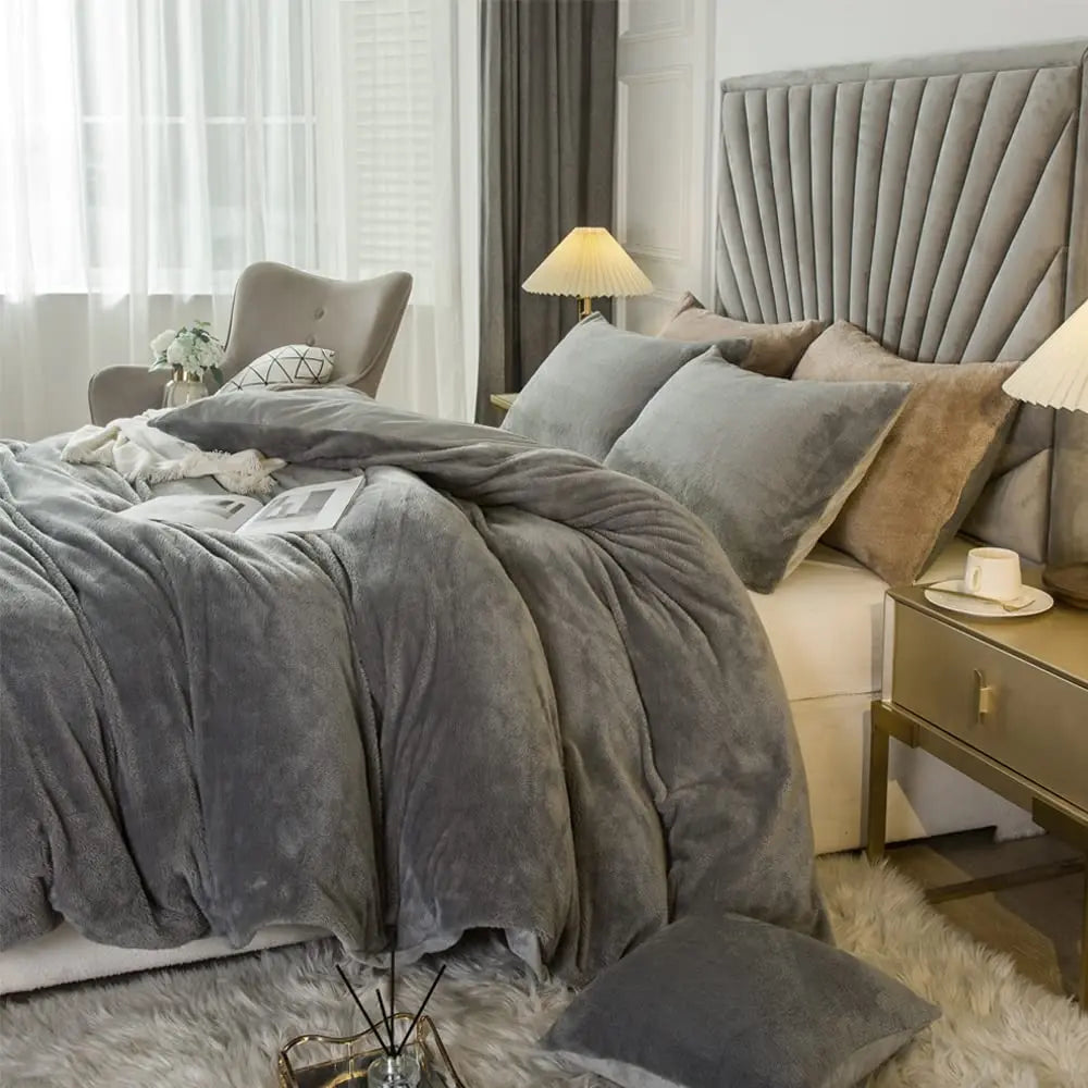 Jiangsu Velvet Shaggy Duvet Cover Set 2of3pc Ultra Soft