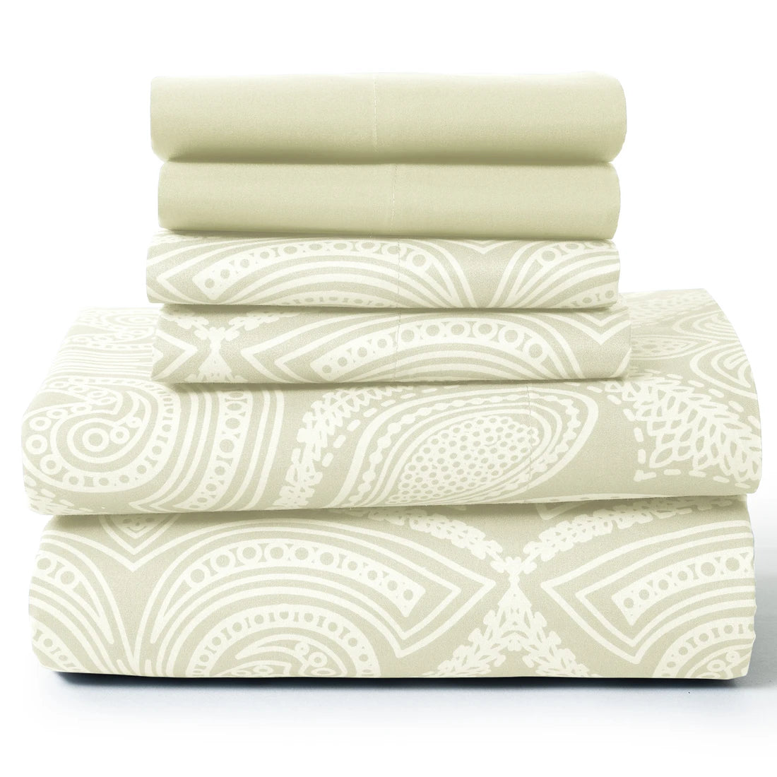 Lux Decor 6Pc Paisley Sheet Set – Soft Microfiber, Wrinkle-Free, Luxurious Printed Bed Sheets