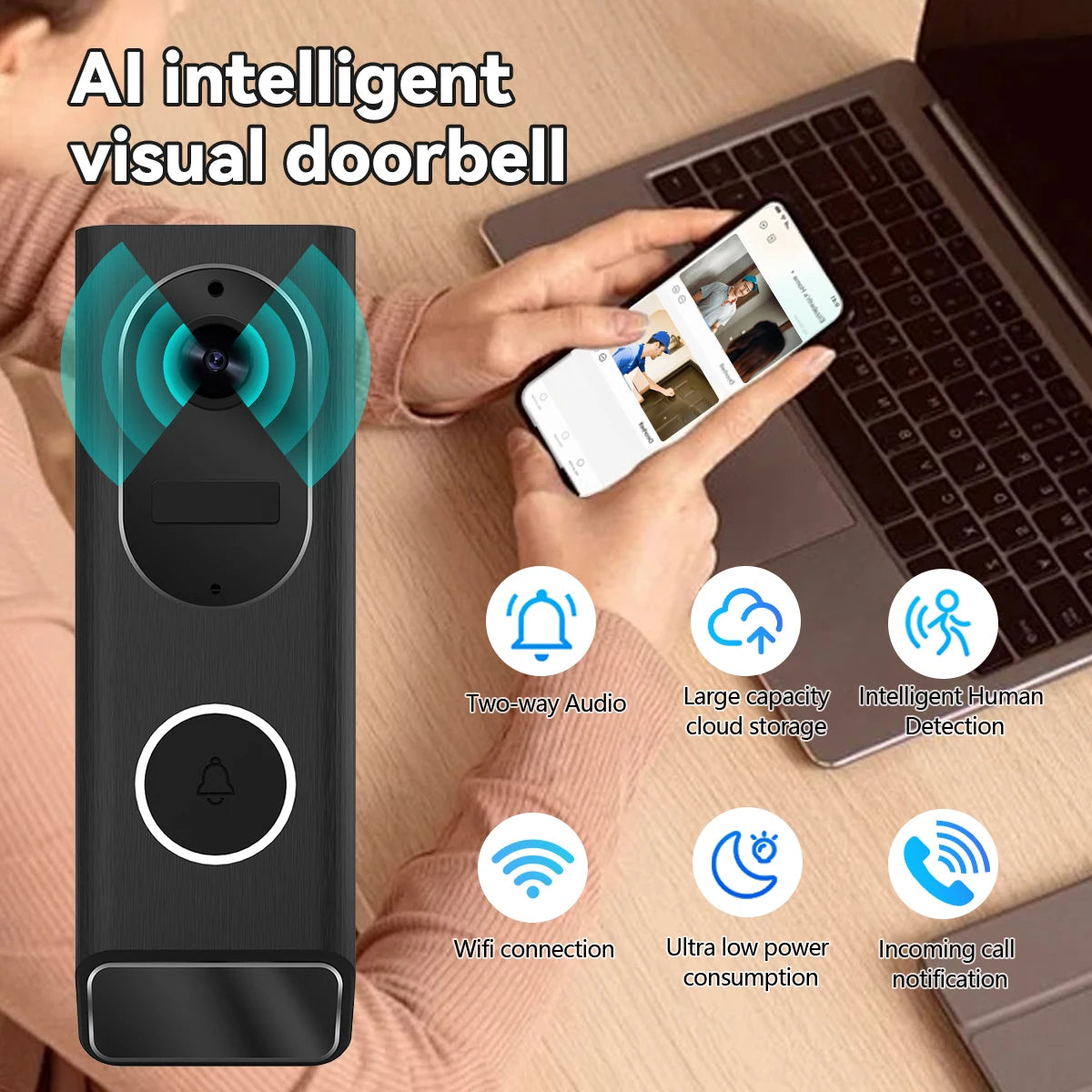 Bestski S7 1080P Wireless Video Doorbell Camera Night Vision