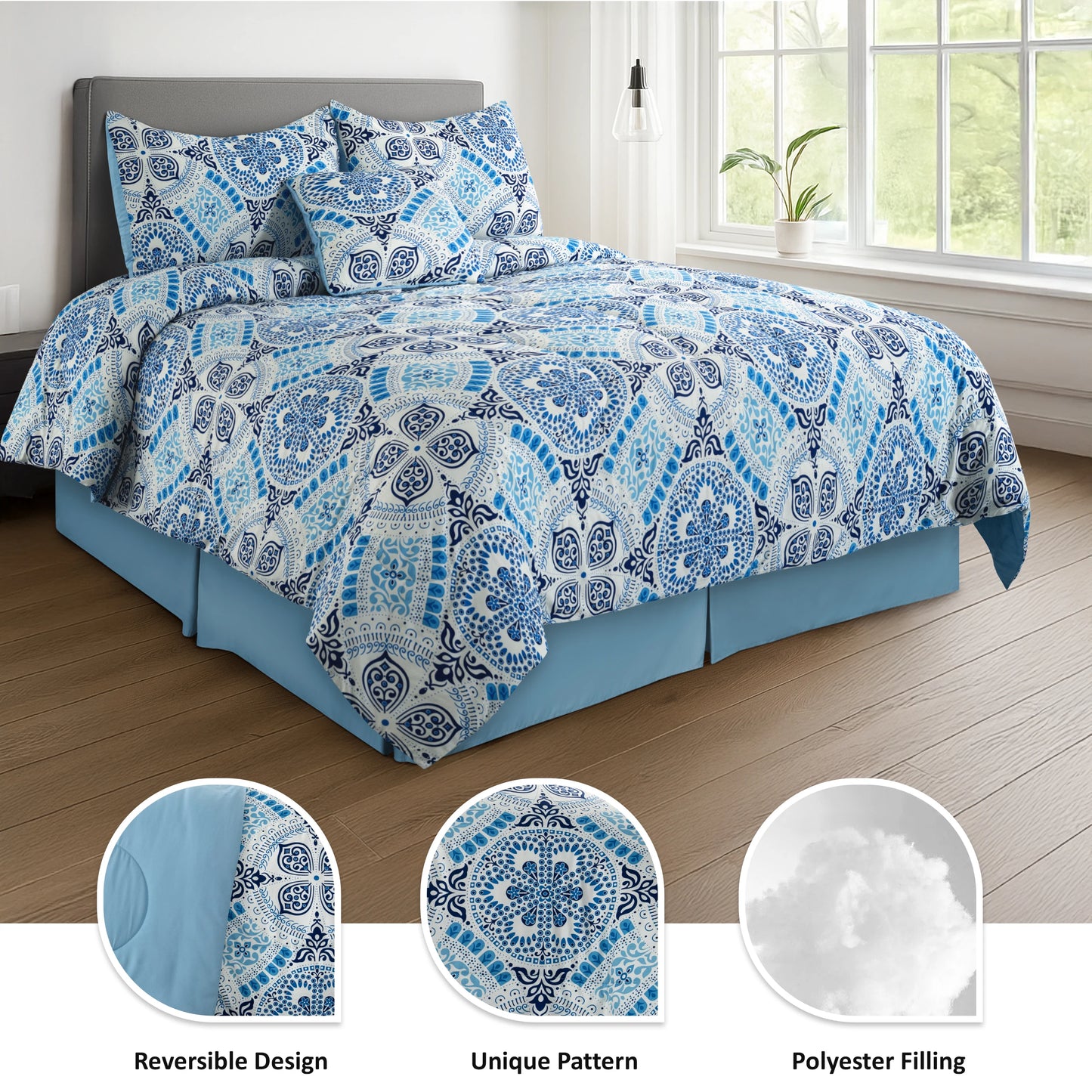 LDC Lux Decor Collection 5pc Comforter Set Microfiber Bedding