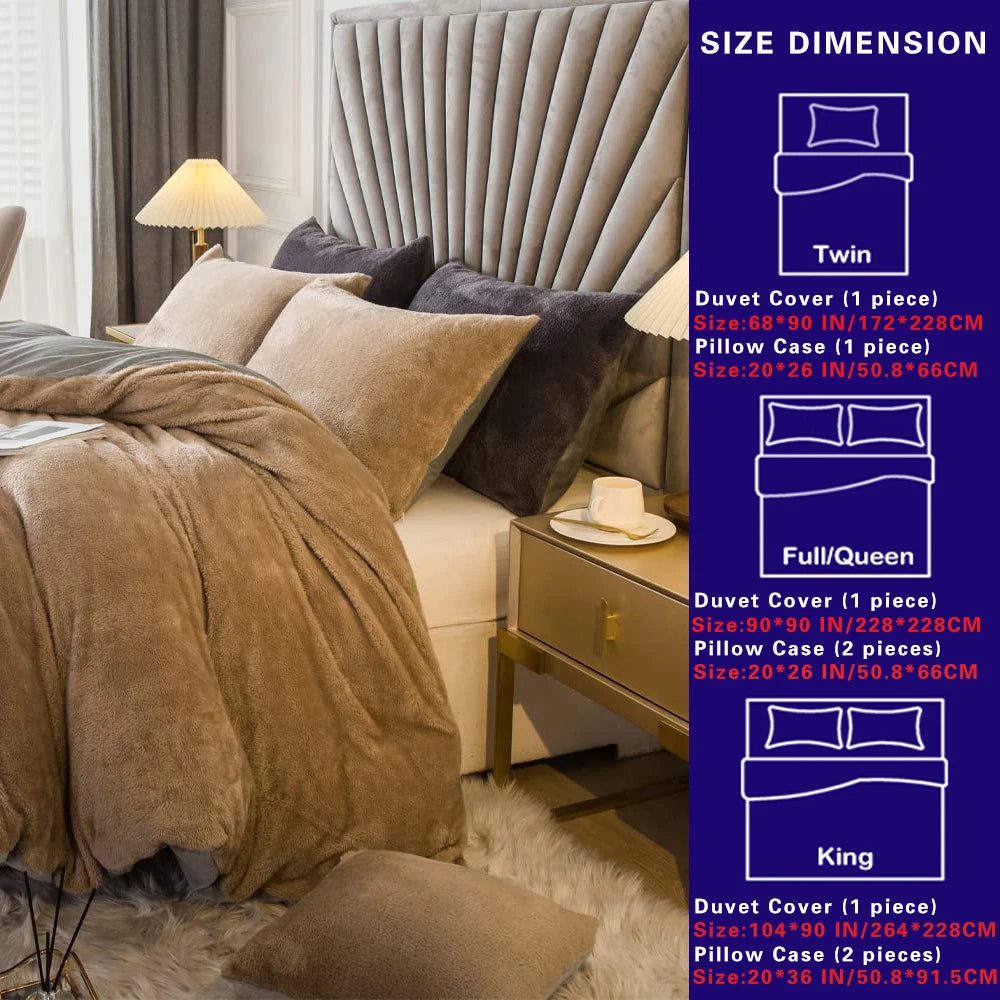 Jiangsu Velvet Shaggy Duvet Cover Set 2of3pc Ultra Soft