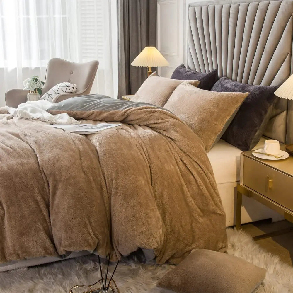 Jiangsu Velvet Shaggy Duvet Cover Set 2of3pc Ultra Soft