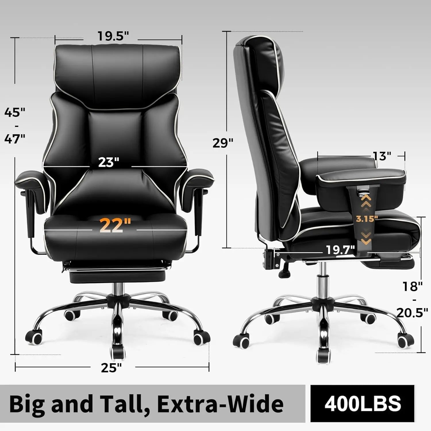 COMHOMA Big And Tall Office Chair Ergonomic Lumbar Support