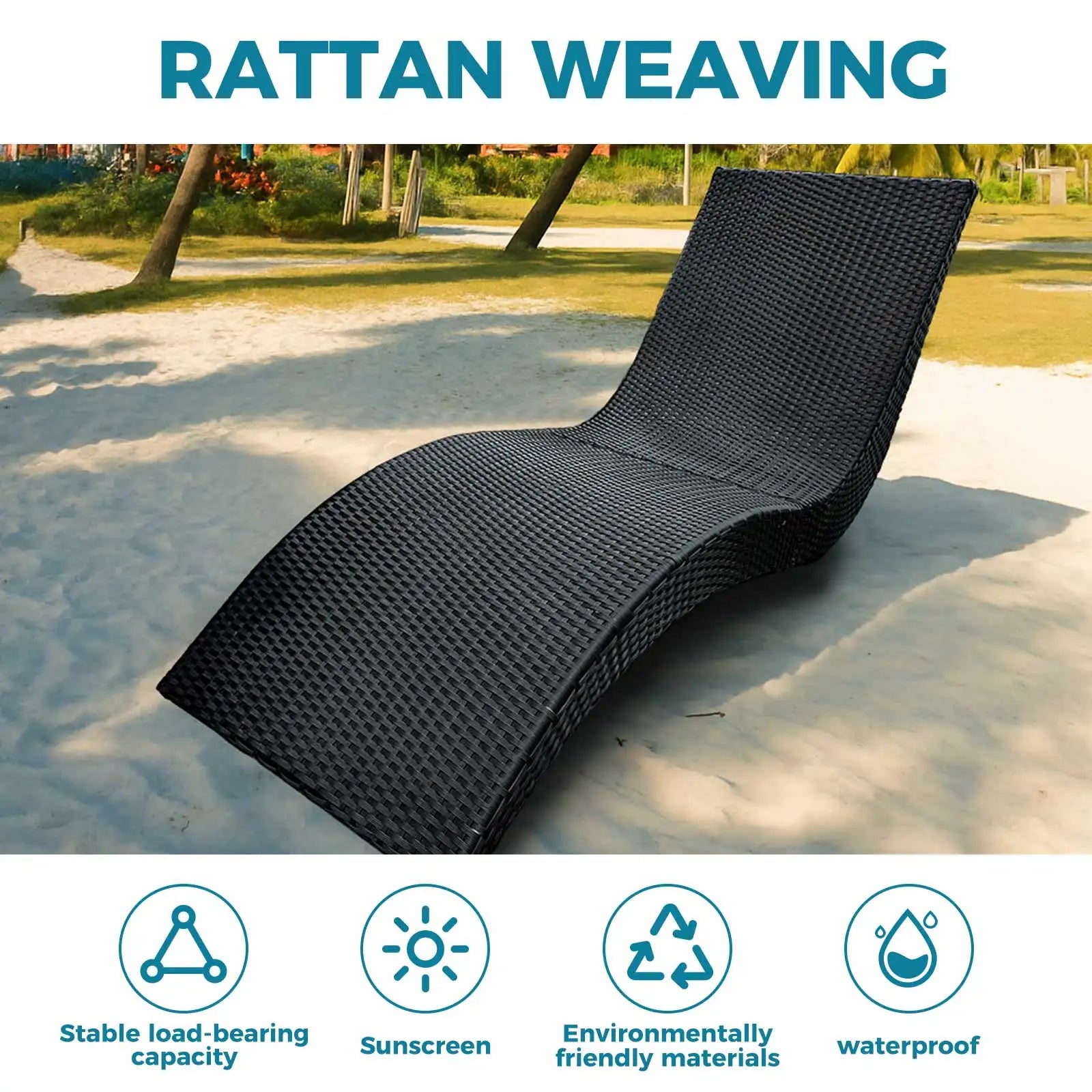 Outdoor Rattan Chaise Lounge Chair For Poolside Garden