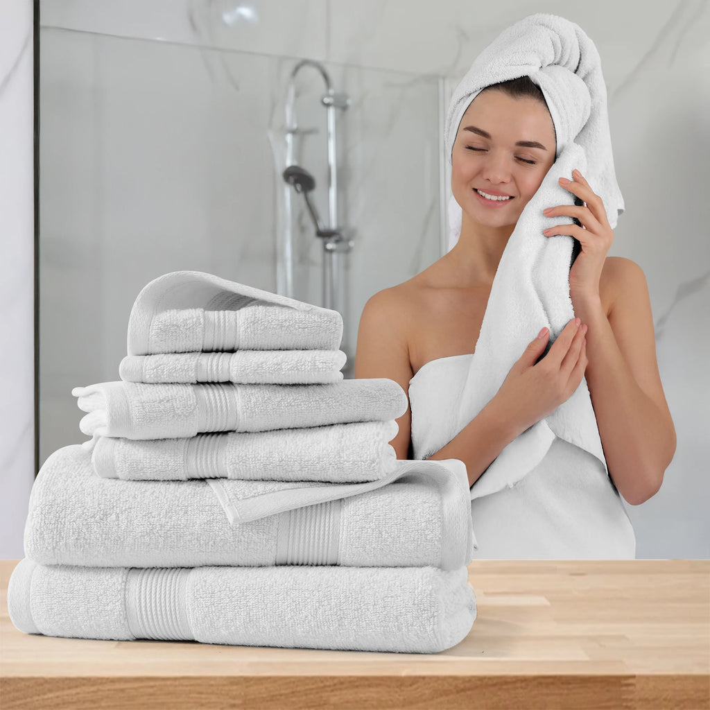 Lux Decor 6-Piece Bath Towel Set – 100% Cotton, 525 GSM, Ultra-Soft & Absorbent