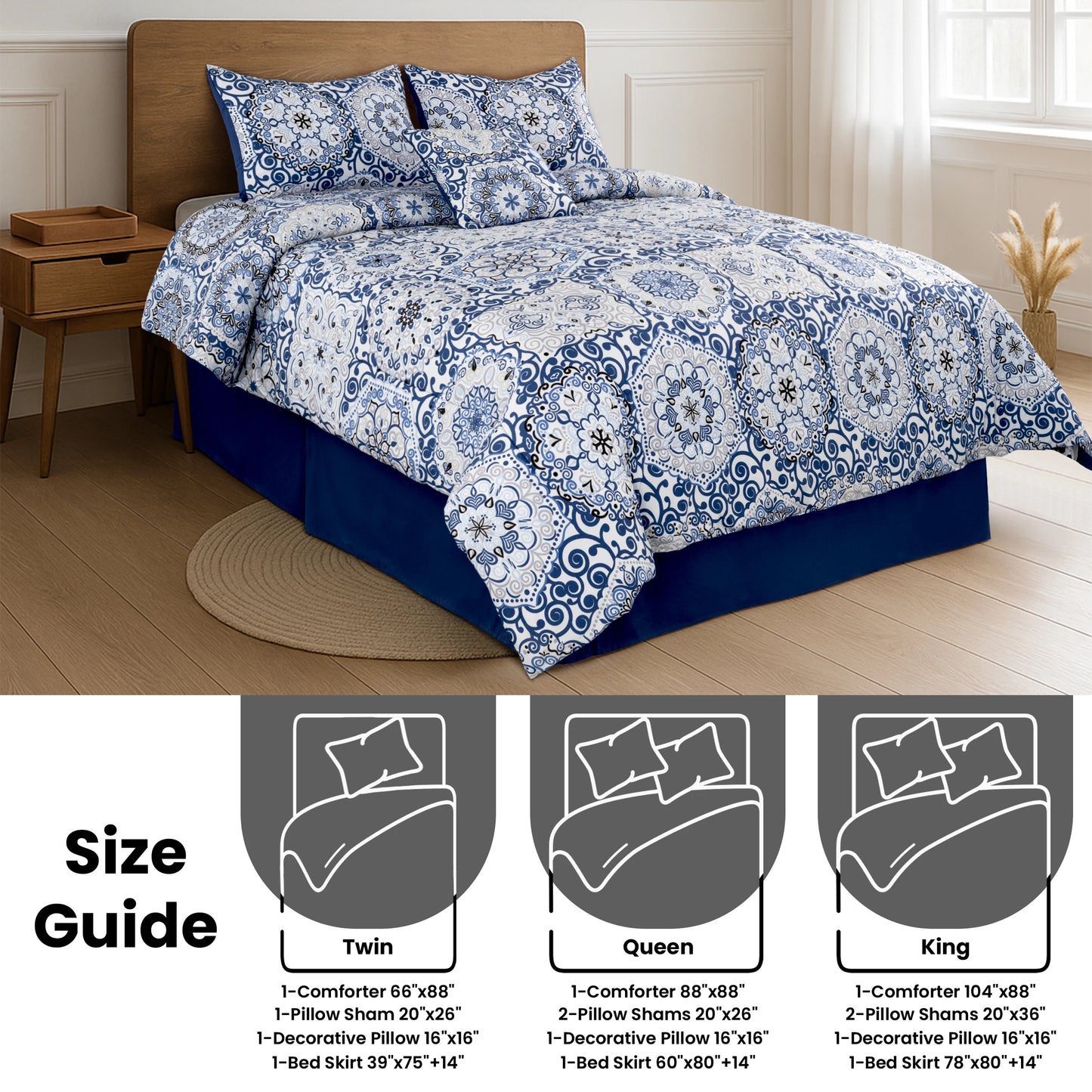 LDC Lux Decor Collection 5pc Comforter Set Microfiber Bedding