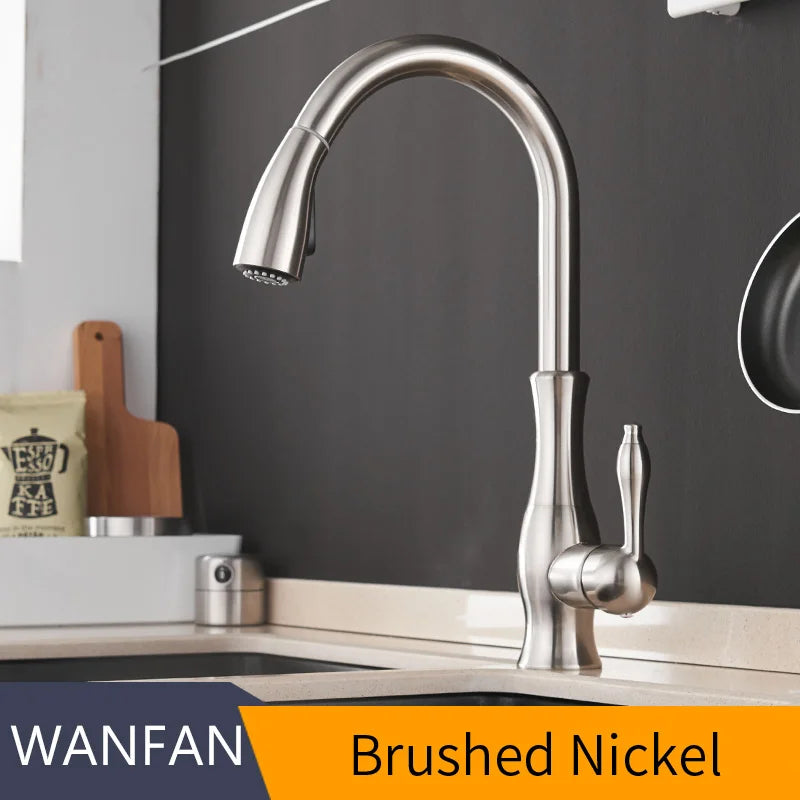 WANFAN Kitchen Faucet Pull Out Single Handle Water Mixer 866011