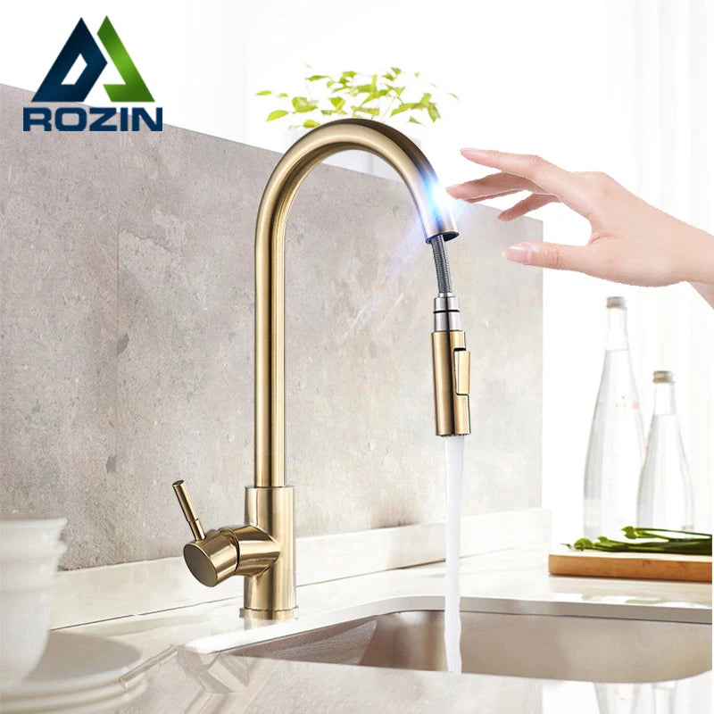 Rozin Smart Touch Kitchen Faucet With Pull-Out Sensor 360 Rotation