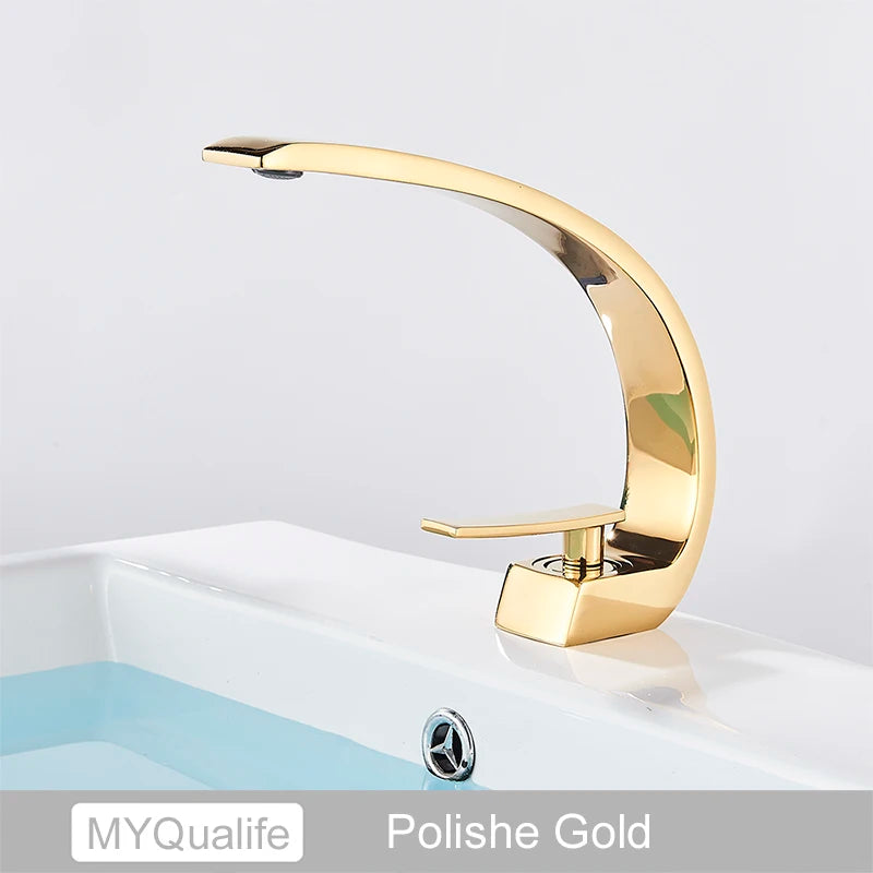 MYQualife Chrome Basin Faucet Deck Mounted Hot Cold Single Handle