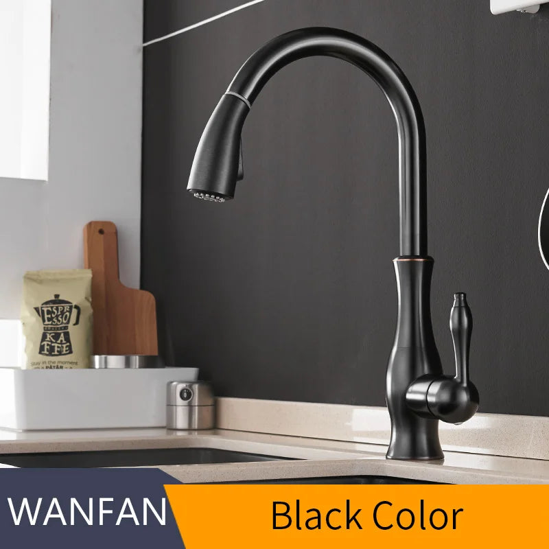 WANFAN Kitchen Faucet Pull Out Single Handle Water Mixer 866011