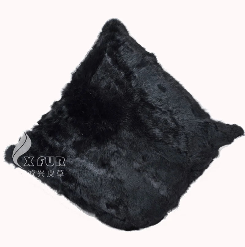 XZWDSICN Natural Rabbit Fur Patchwork Cushion For Sofa