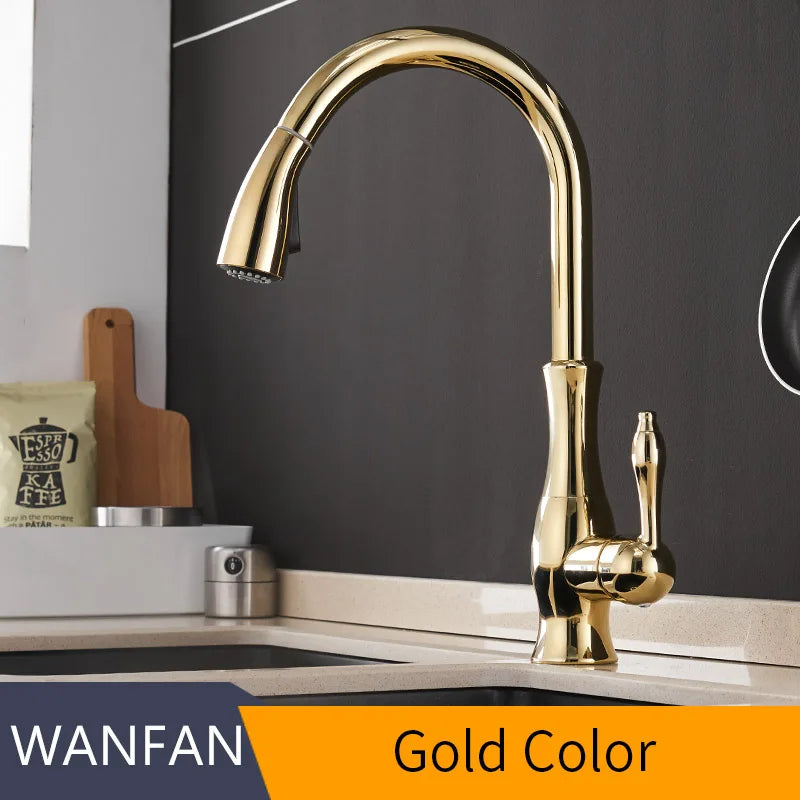 WANFAN Kitchen Faucet Pull Out Single Handle Water Mixer 866011