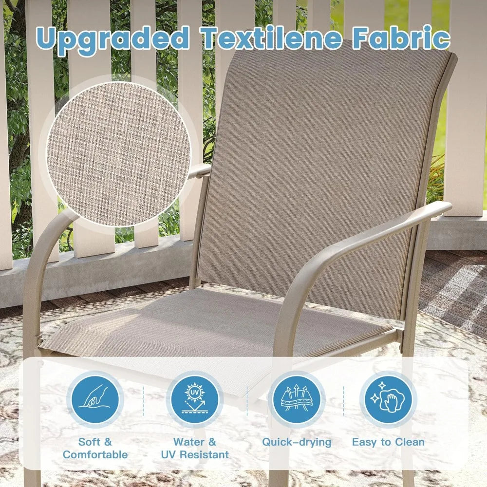 Sandshell Outdoor Patio Dining Set With Round Metal Table And Chairs