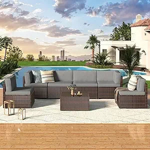U-MAX 7 Piece Outdoor Patio Furniture Set Rattan Wicker