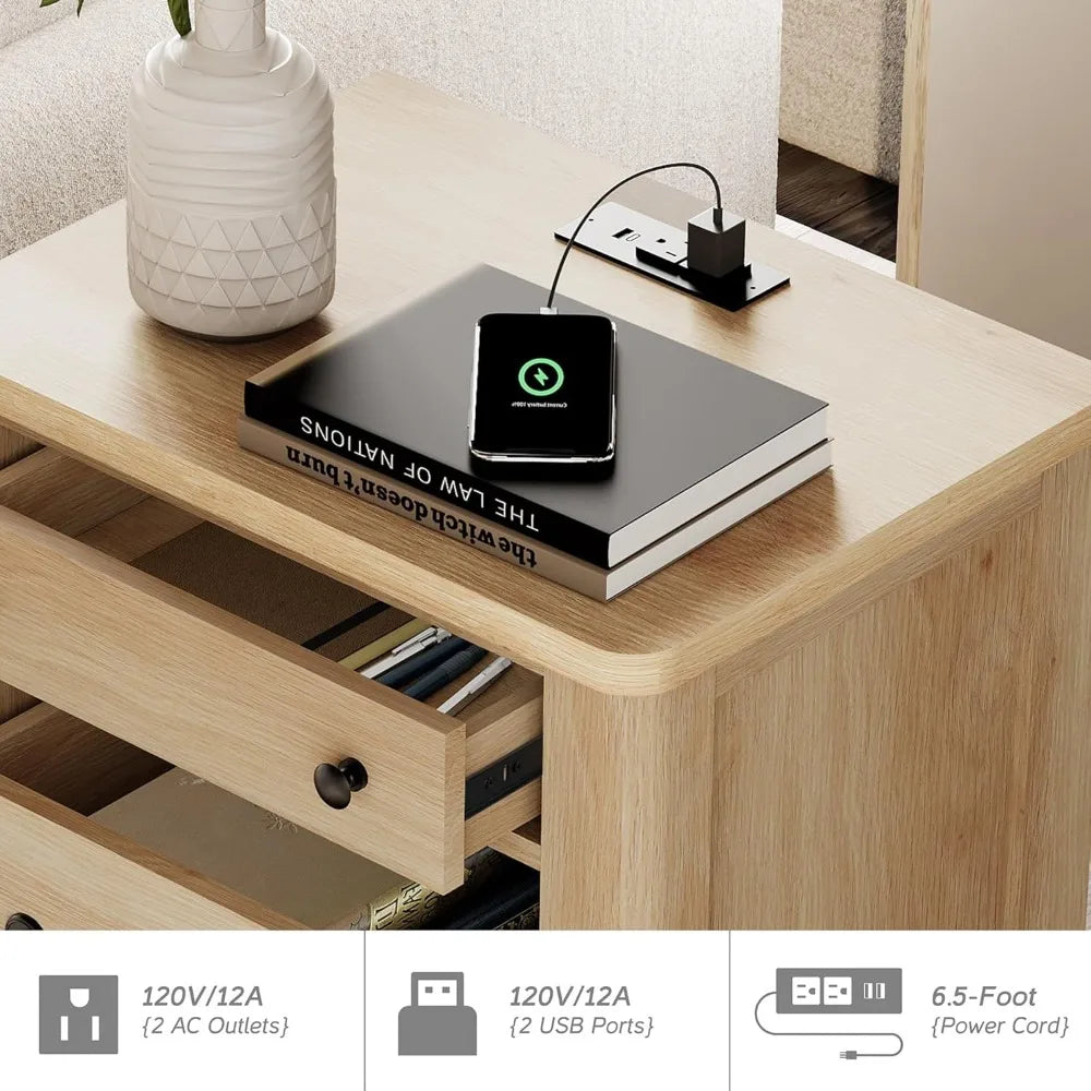 MKDK Farmhouse Dresser And Nightstand Set 3 Piece Bedroom Storage