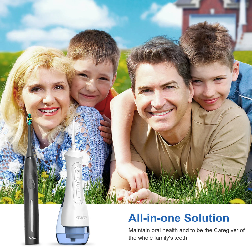 Seago Electric Toothbrush And Water Flosser Rechargeable 8 Bristle Heads