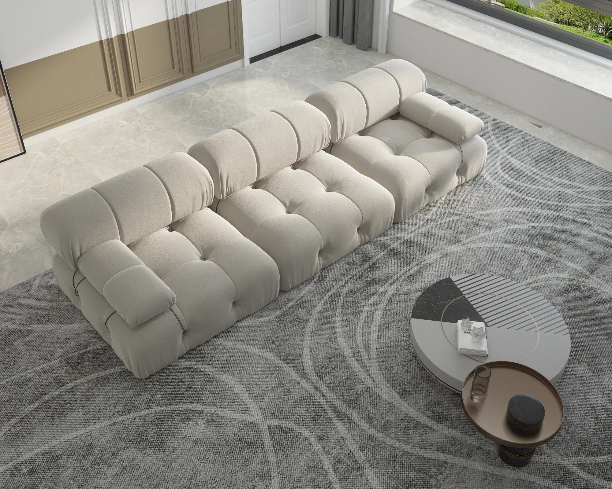 Sdorens Minimalist Velvet Modular Sectional Sofa, 3 Seat Convertible