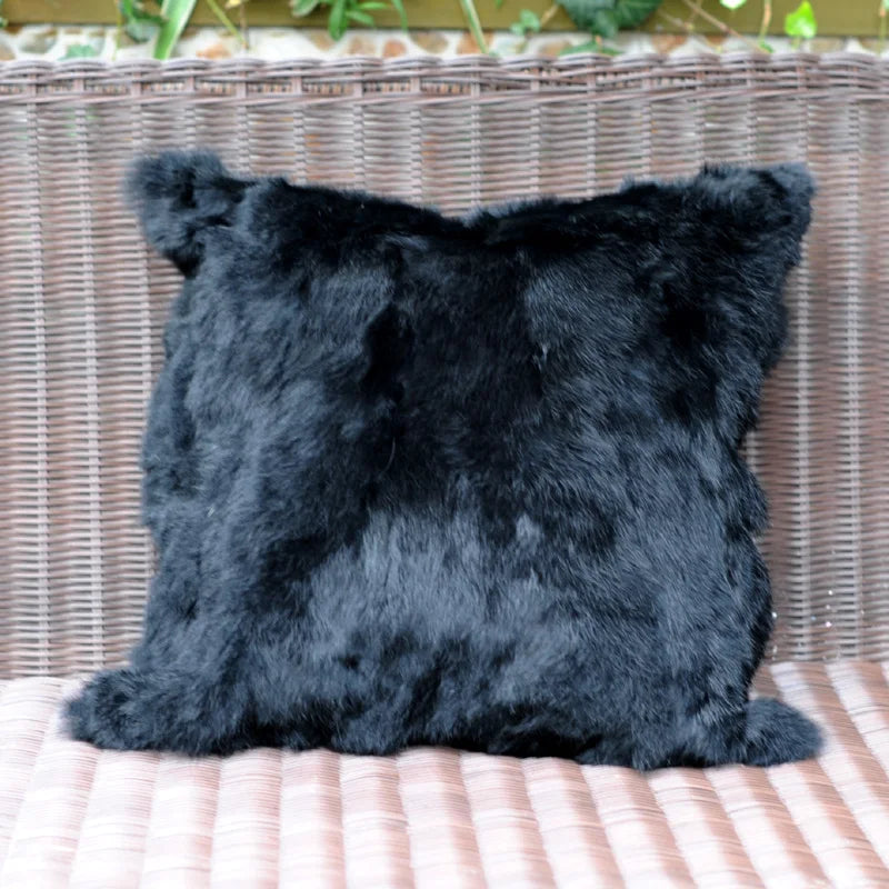 XZWDSICN Natural Rabbit Fur Patchwork Cushion For Sofa