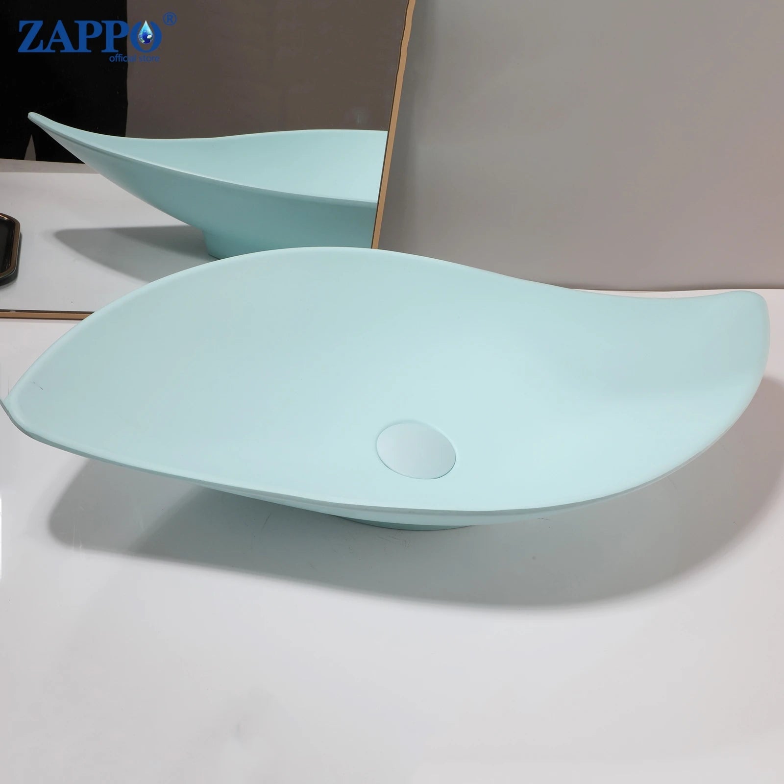 ZAPPO Bathroom Vessel Sink With Drain Bathroom Stone Resin Washbasin Round Above Counter Bowl Sinks for Bar Hotel (No Faucet)