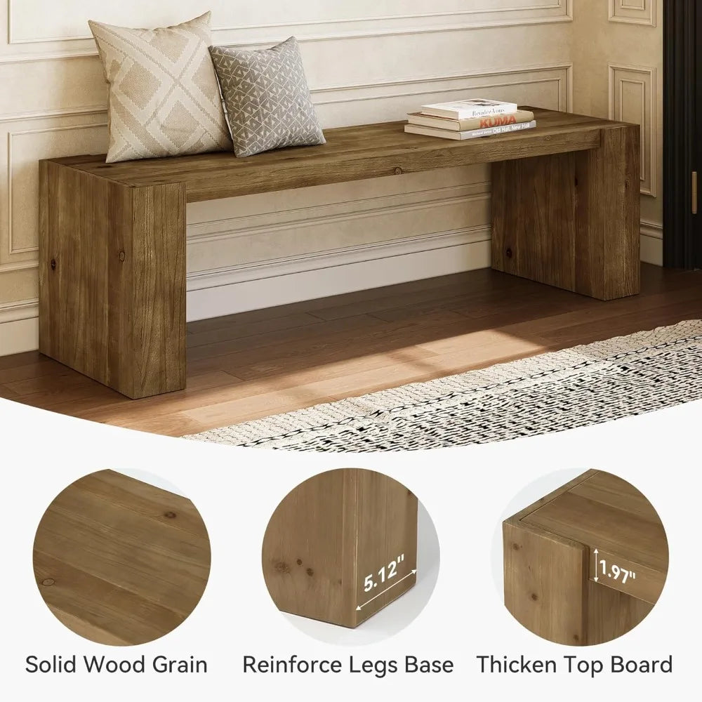 Farmhouse Solid Wood Entryway Bench TV Stand Frame