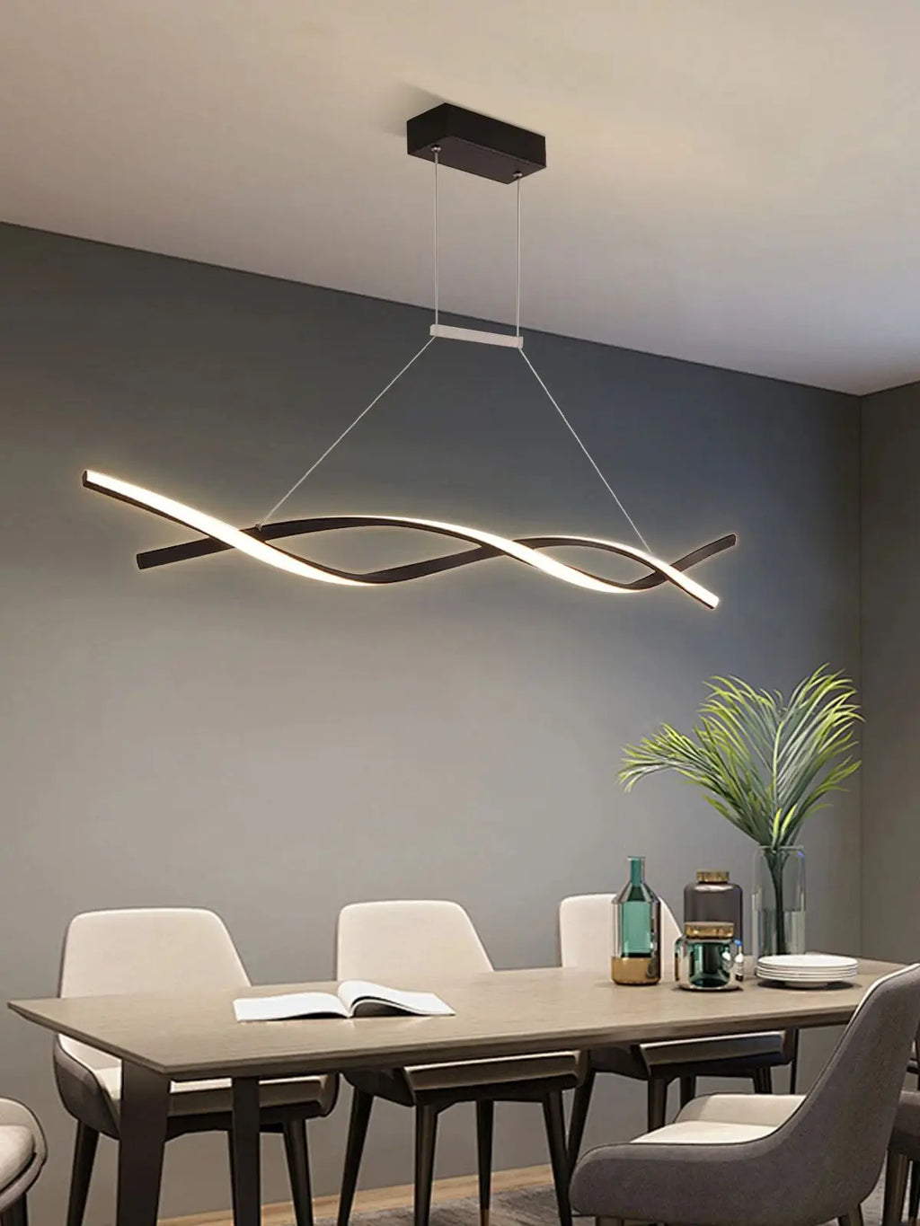 Modern Pendant Light With Remote For Bedrooms, 3 Lighting Modes