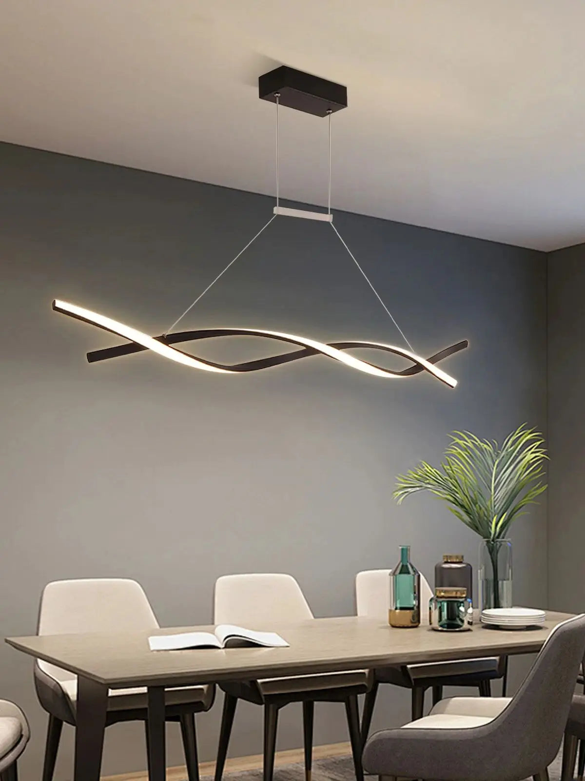 Modern Pendant Light With Remote For Bedrooms, 3 Lighting Modes