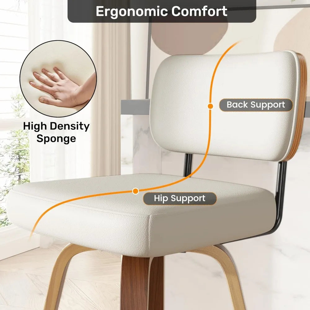 Tongyue Swivel Bar Stools Set 2 Upholstered Faux Leather