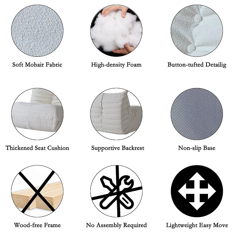 Sdorens Teddy Velvet Bean Bag Sofa Floor Lounge Chair