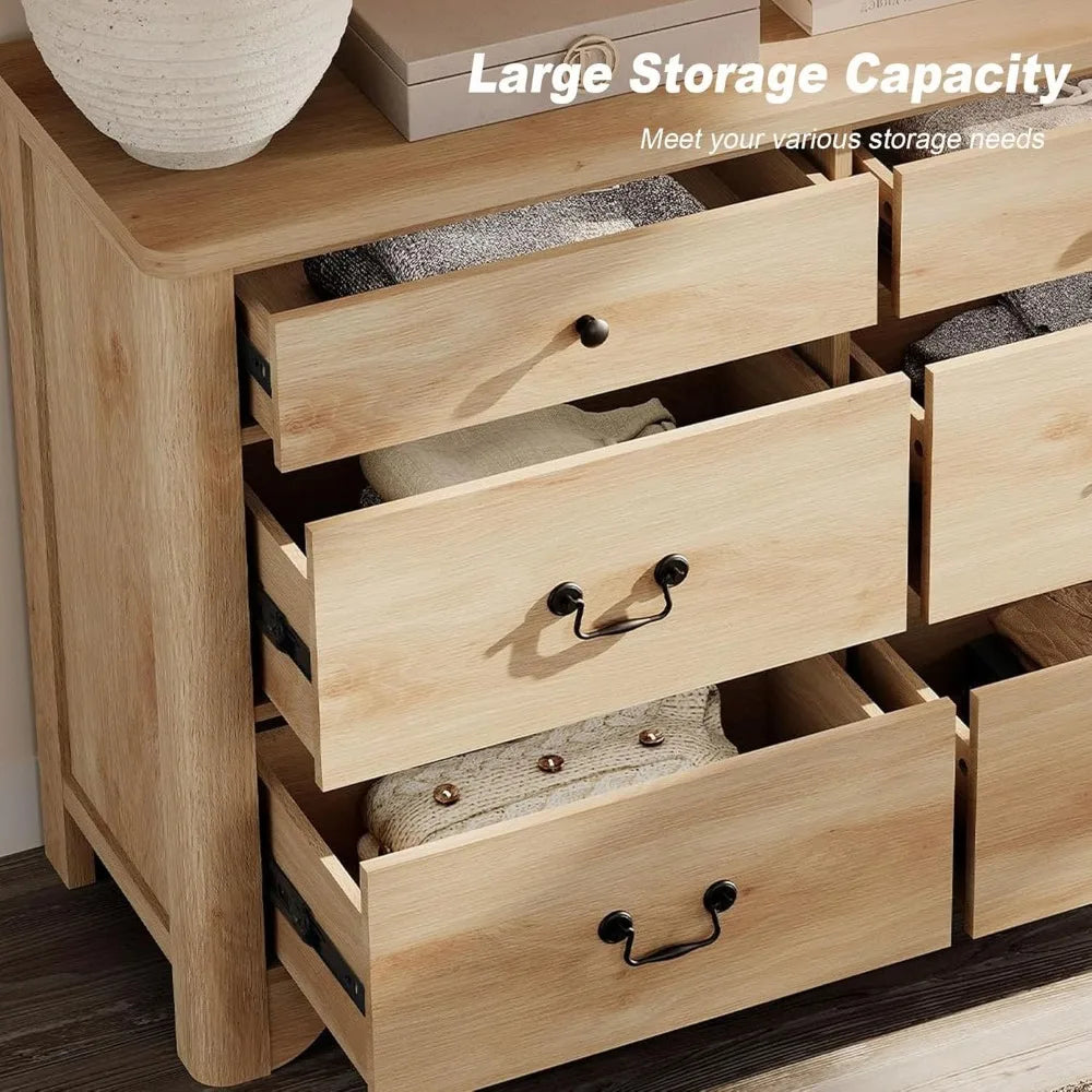 MKDK Farmhouse Dresser And Nightstand Set 3 Piece Bedroom Storage