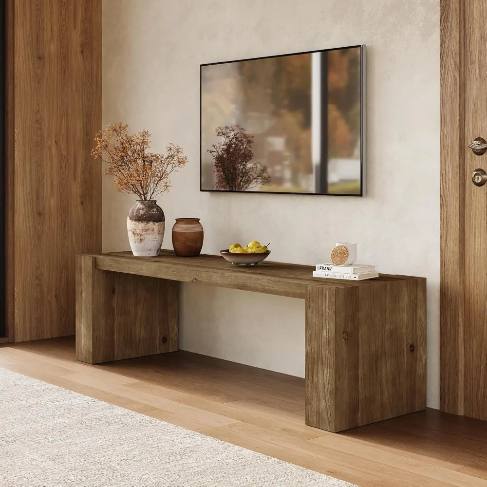 Farmhouse Solid Wood Entryway Bench TV Stand Frame