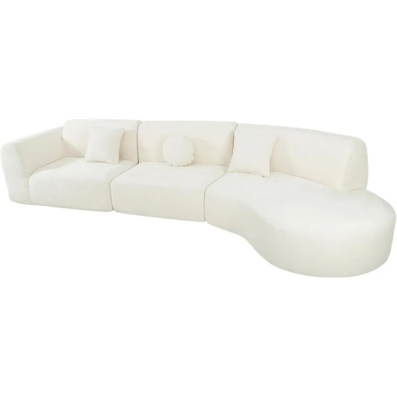 Combination Curved Polyester Sectional Sofa Set With Chaise