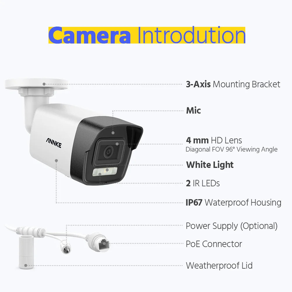 ANNKE 8MP POE Security Camera Kit Night Vision Outdoor