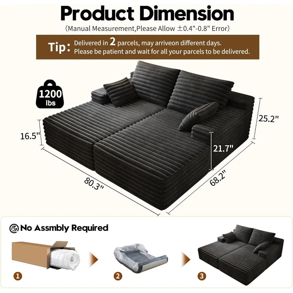 Modern Co Velvet Double Lounge Chaise Sofa Bed No Assembly