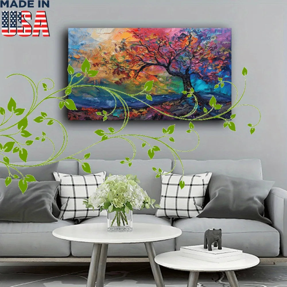 Chunky Wood Frame Mural Artwork Interior Decor Abstract