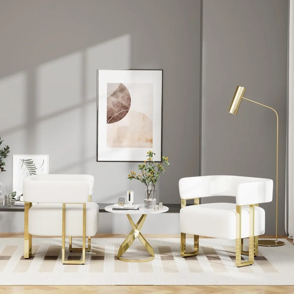 Boucle Barrel Accent Chairs Set Of 2 For Living Room