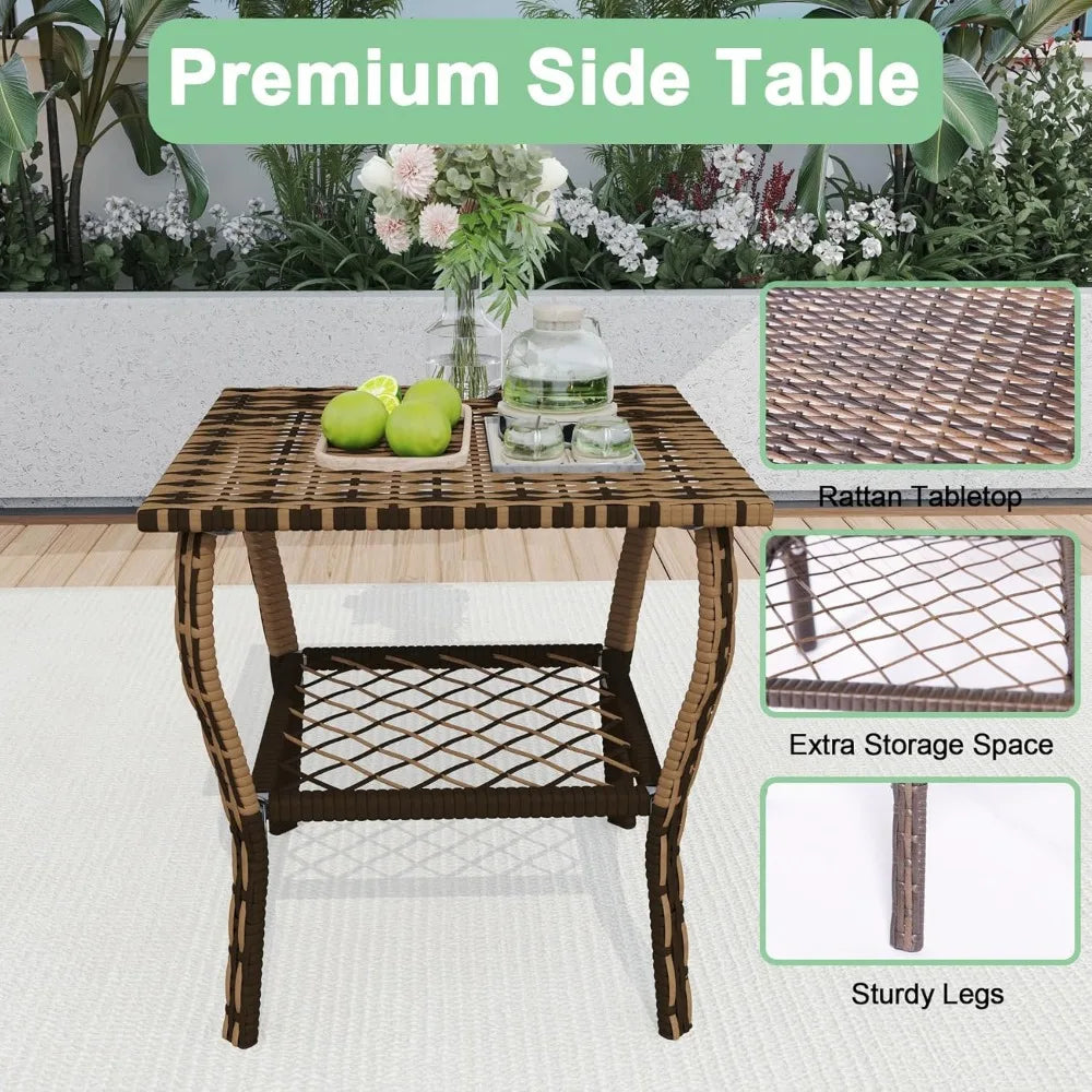 Patio Furniture Set With Outdoor Rocking Chairs And Rattan Coffee Table Weather Resistant