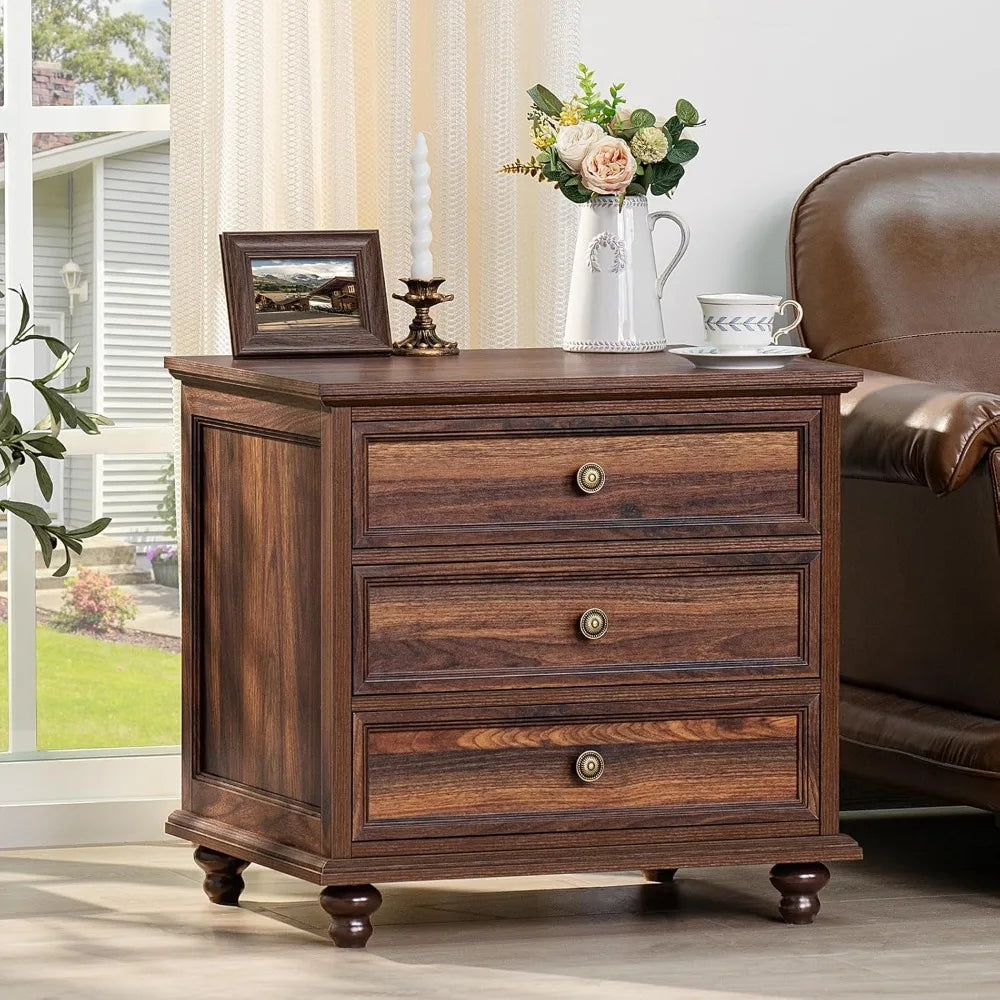 MKDK Farmhouse Dresser And Nightstands Set 3-Piece With Storage