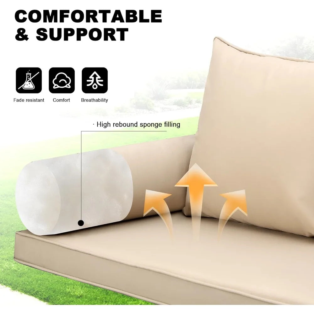 Wicker Porch Swing Rattan Outdoor Patio Bench Cushions