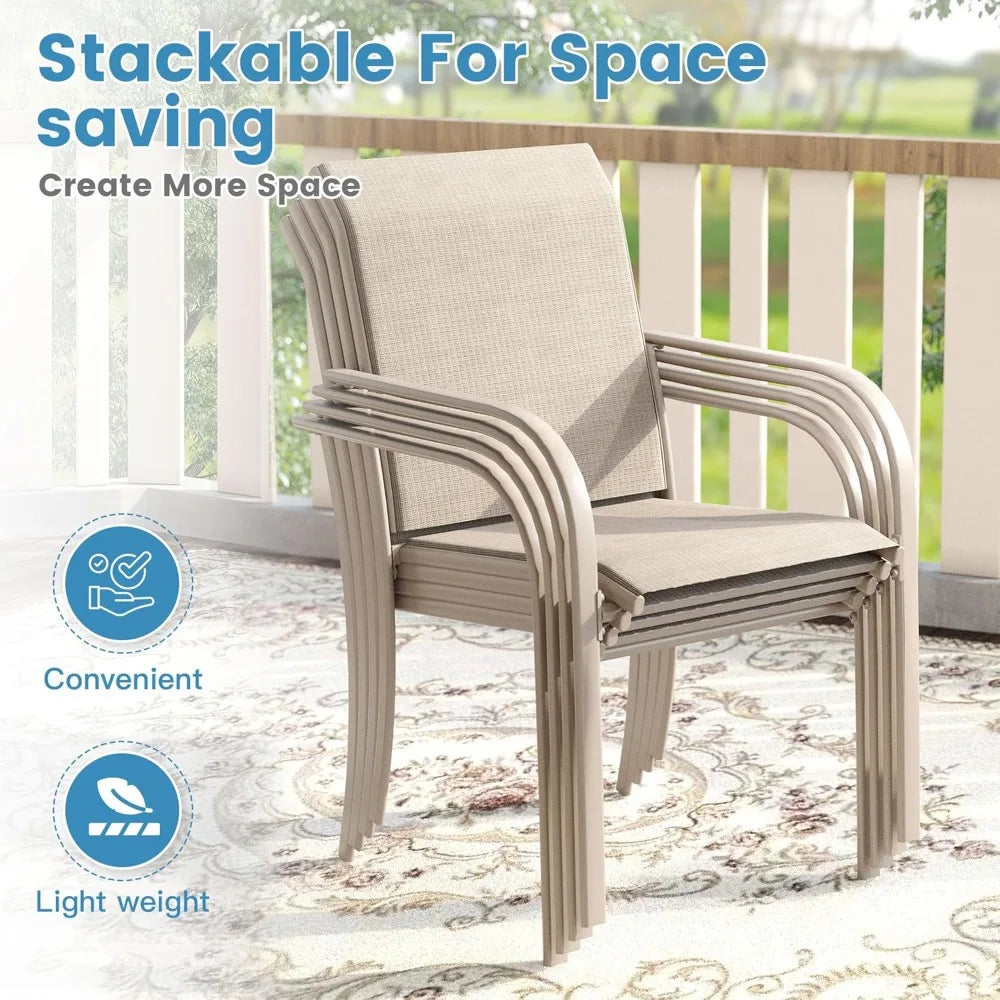 Sandshell Outdoor Patio Dining Set With Round Metal Table And Chairs