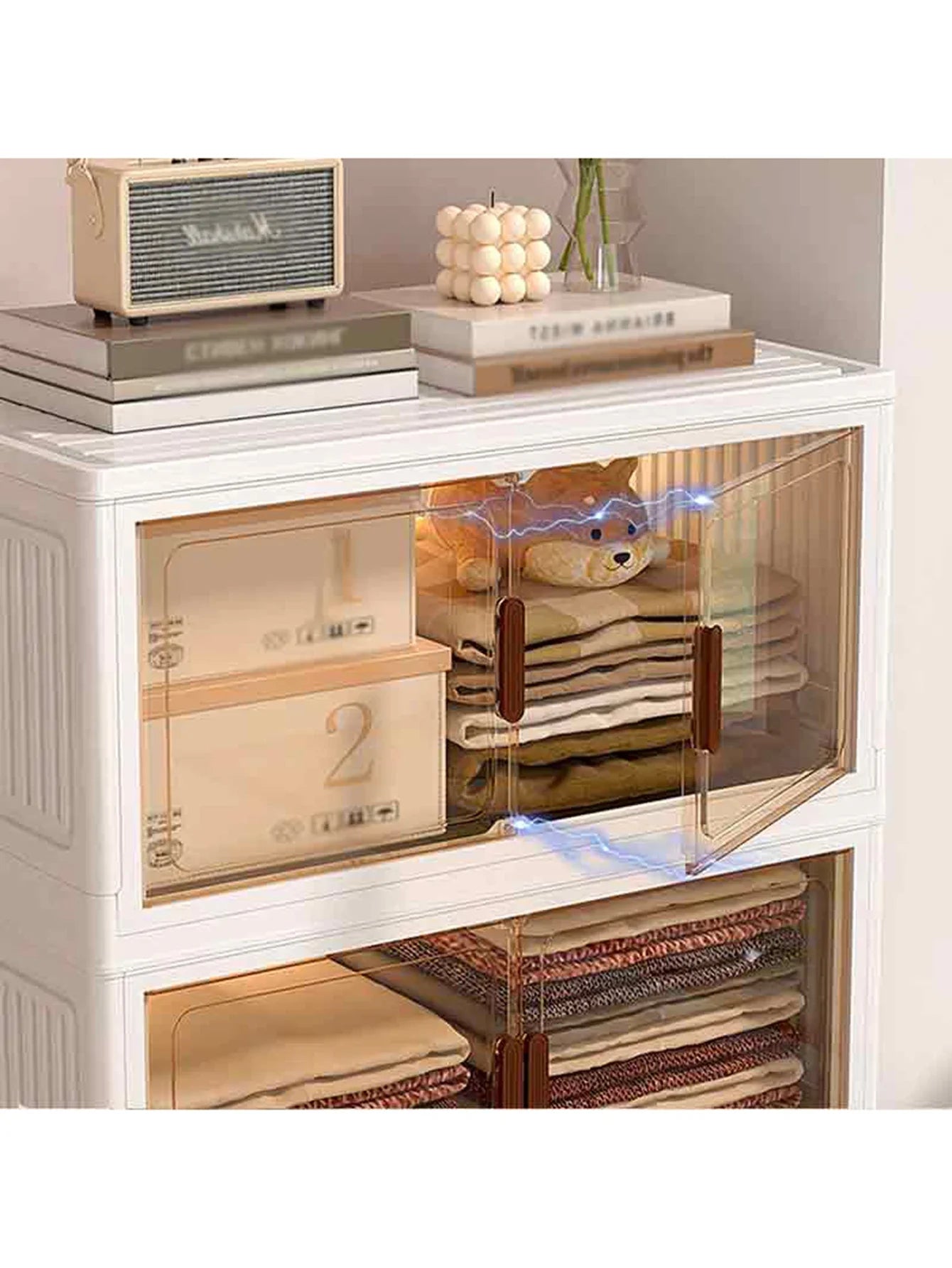Versatile 5 Layer Folding Storage Cabinet Magnetic Doors