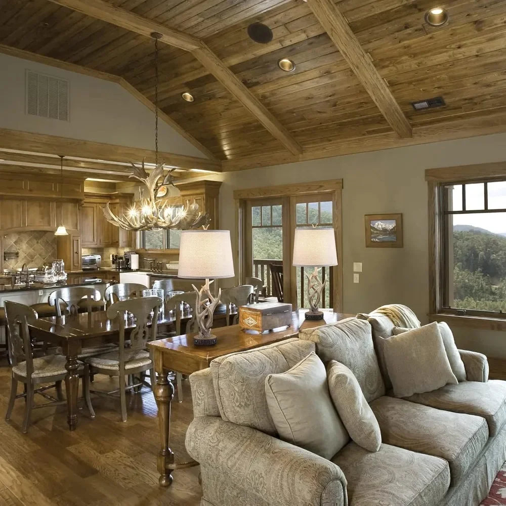 XMSJB Rustic Western Table Lamp Pair With USB Ports