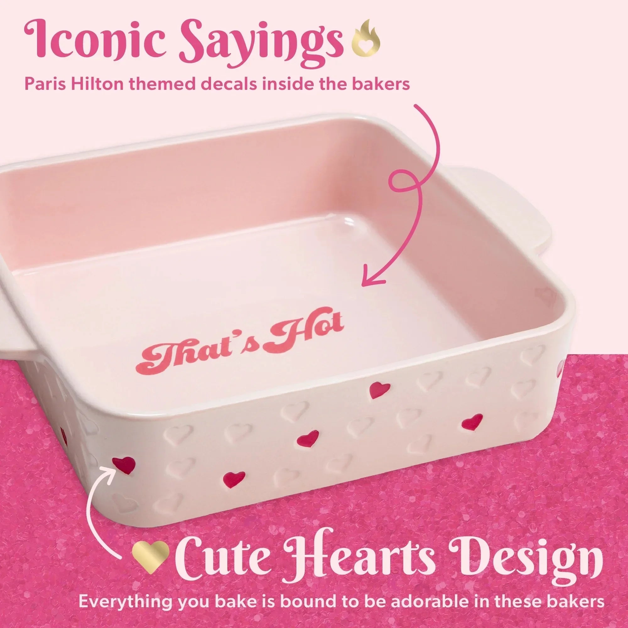 Ceramic Baker Set Square And Heart Dishes For Oven Use