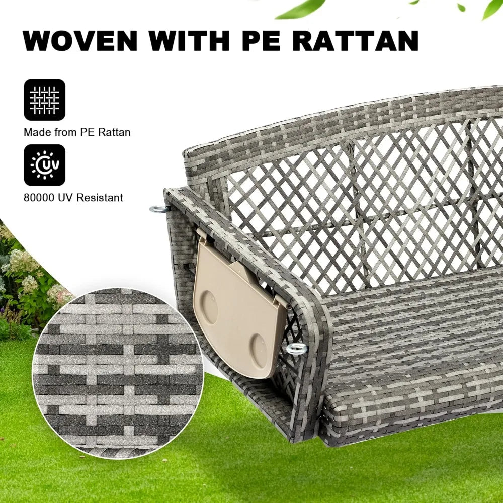 Wicker Porch Swing Rattan Outdoor Patio Bench Cushions