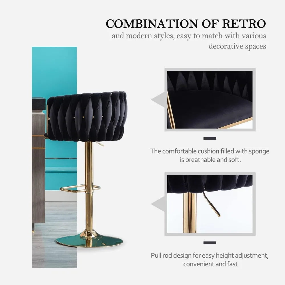 DAFIFY Velvet Swivel Bar Stools Set 4 Adjustable Counter